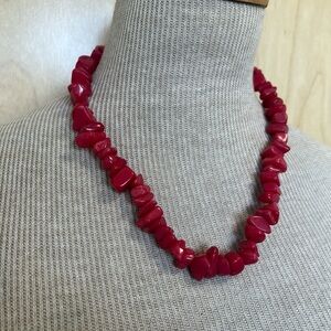 Vintage CG Faux Coral Nugget Bead Short Necklace